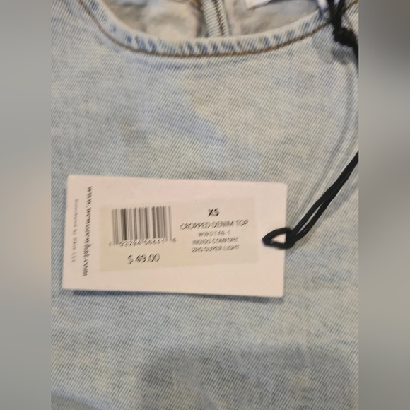 💚 NWT We Wore What Light Blue Denim Crop Top - Picture 4 of 10